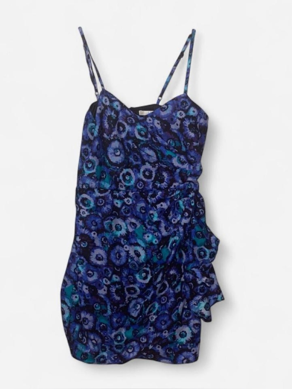 LC Lauren Conrad Blue & Turquoise Floral Draped Slip Dress